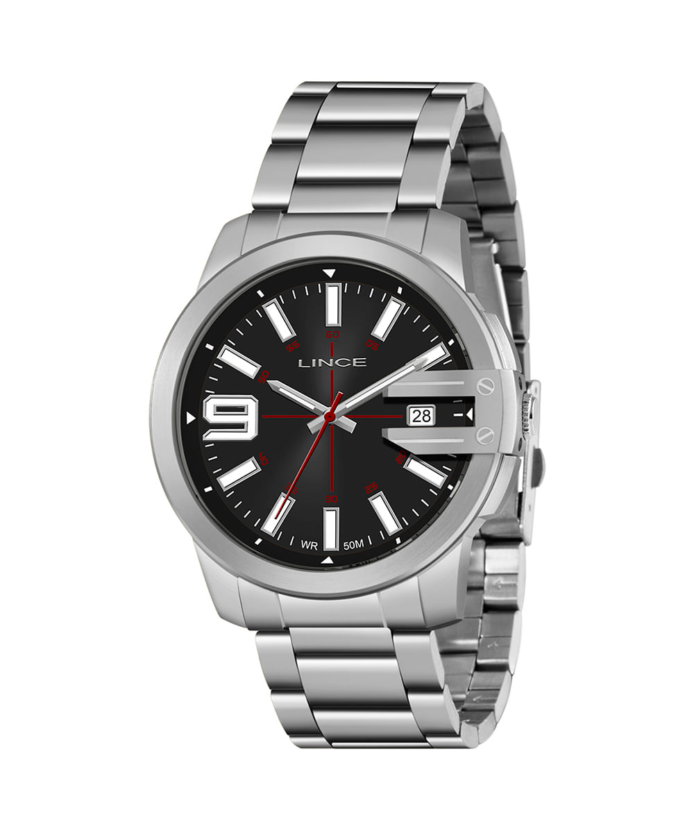 relógio masculino lince mrm4708lp2sx analógico-calendário prateado