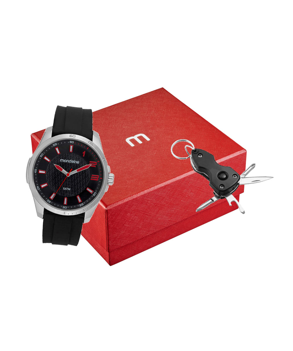 kit relógio masculino mondaine 32644g0mvni1kf analógico prateado