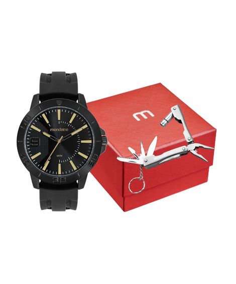 kit relógio masculino mondaine 99699gpmvpi2k analógico preto