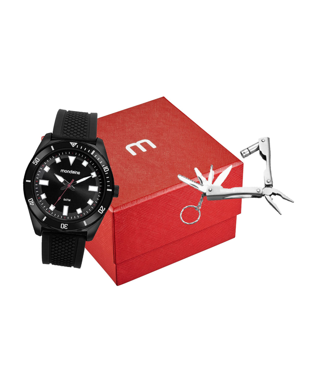 kit relógio masculino mondaine 32657gpmvpi2k analógico preto