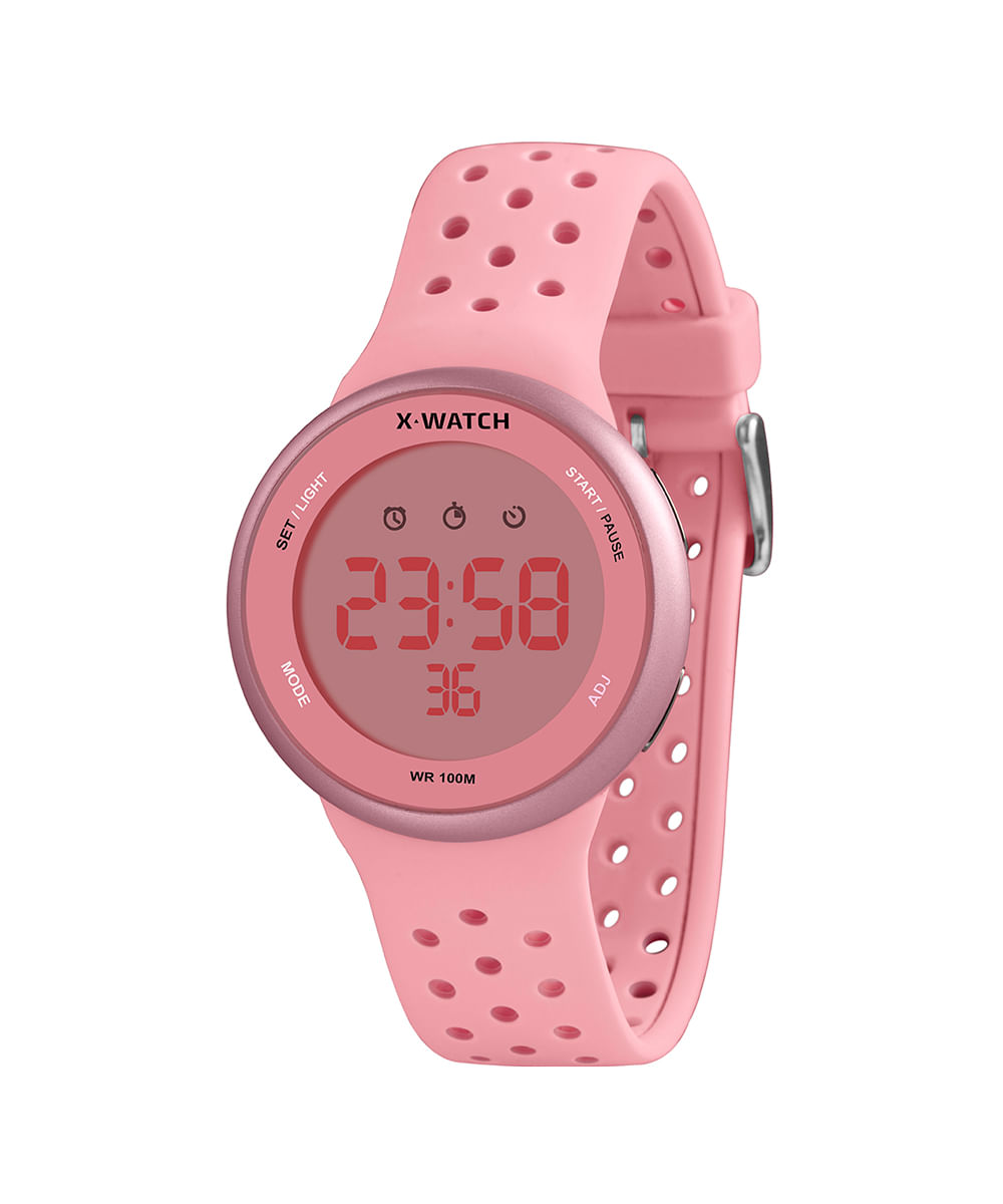 relógio feminino x-watch xfppd095wbxrx digital rosa