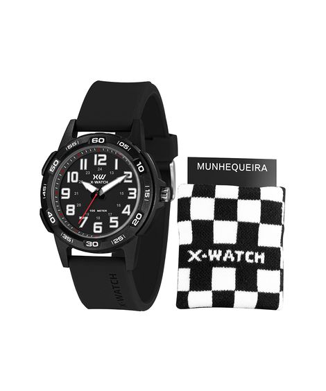 kit relógio masculino x-watch xmpp0051k0bip2px analógico preto