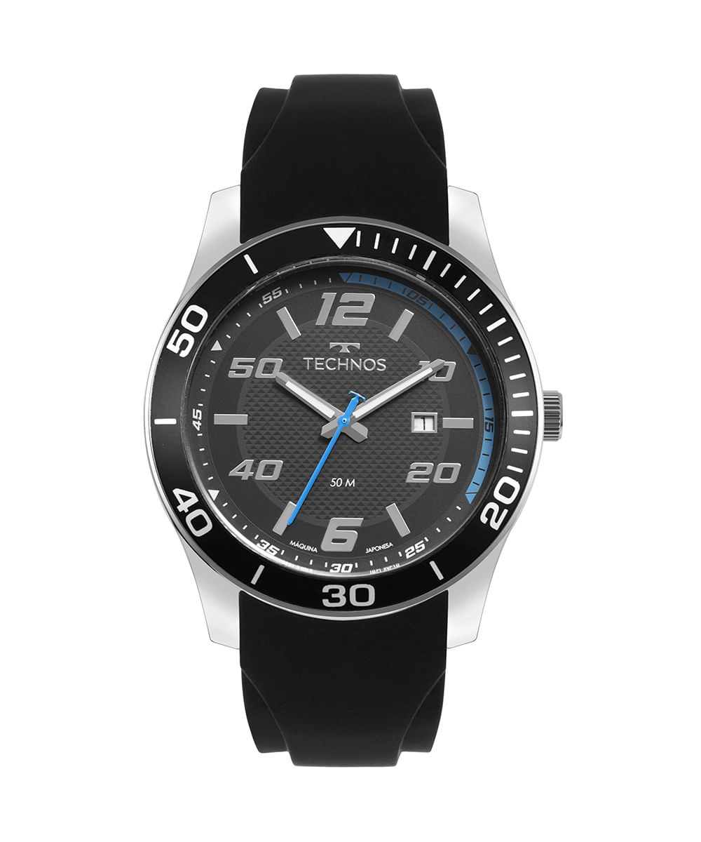 relógio masculino technos 2115twd2p analógico-calendário prateado