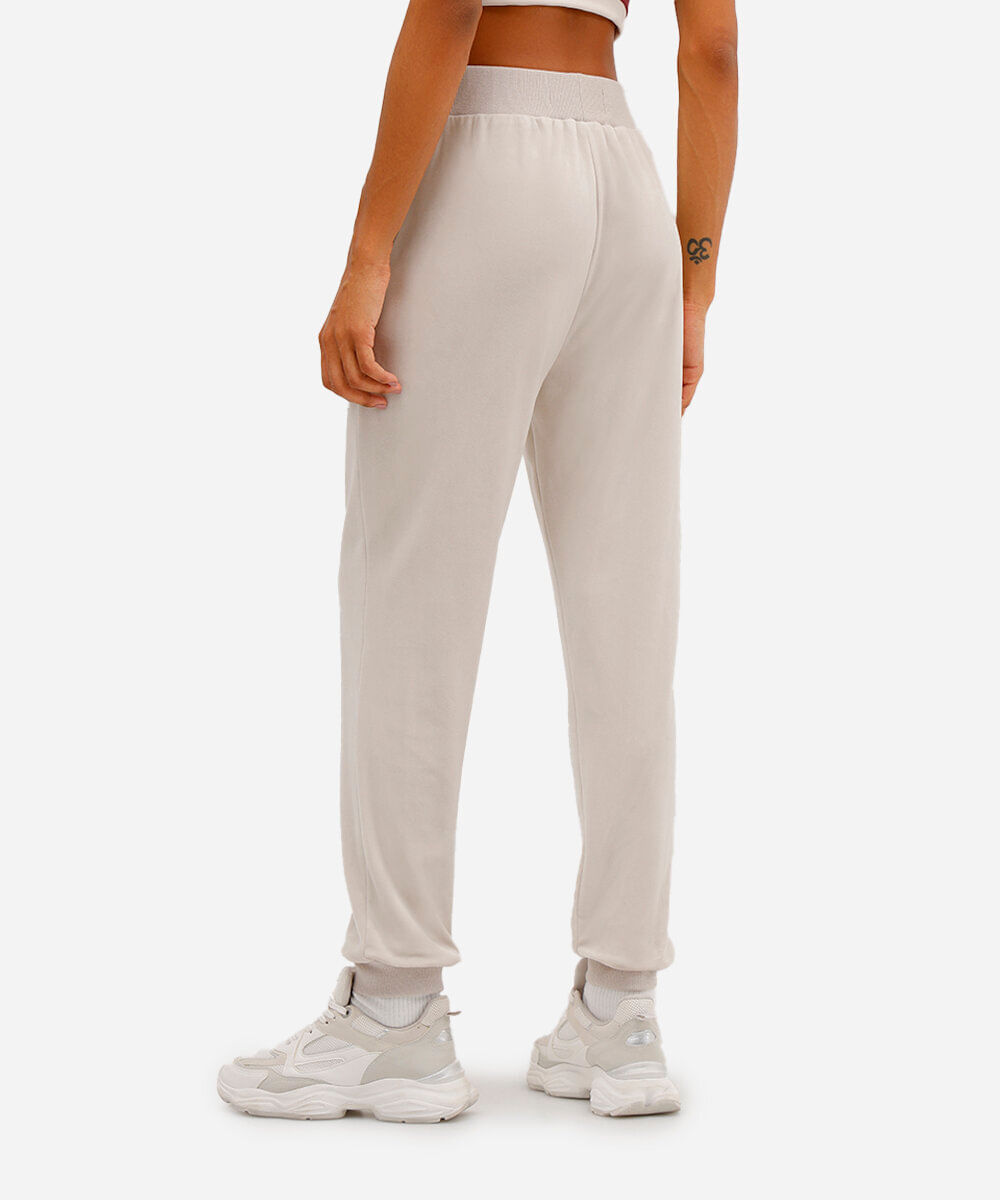 calça reta de plush cintura alta esportiva ace - cinza