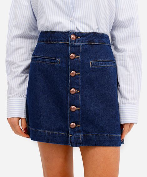 saia curta feminina jeans cintura alta azul