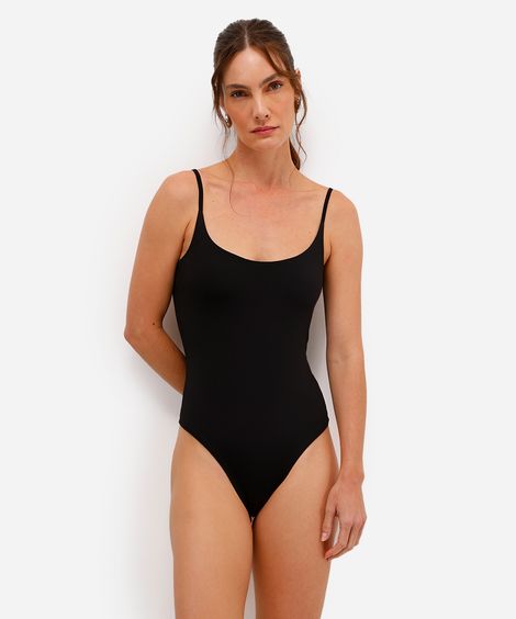 body feminino de poliamida alça fina preto