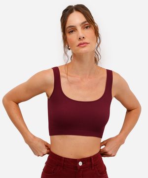 cropped básico feminino de poliamida vinho