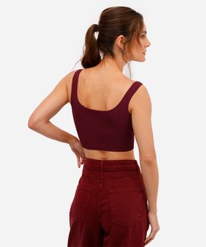 cropped básico feminino de poliamida vinho