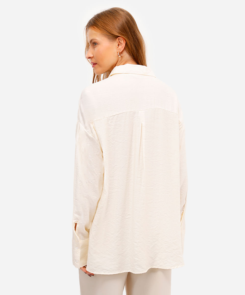 camisa feminina oversized manga longa texturizada