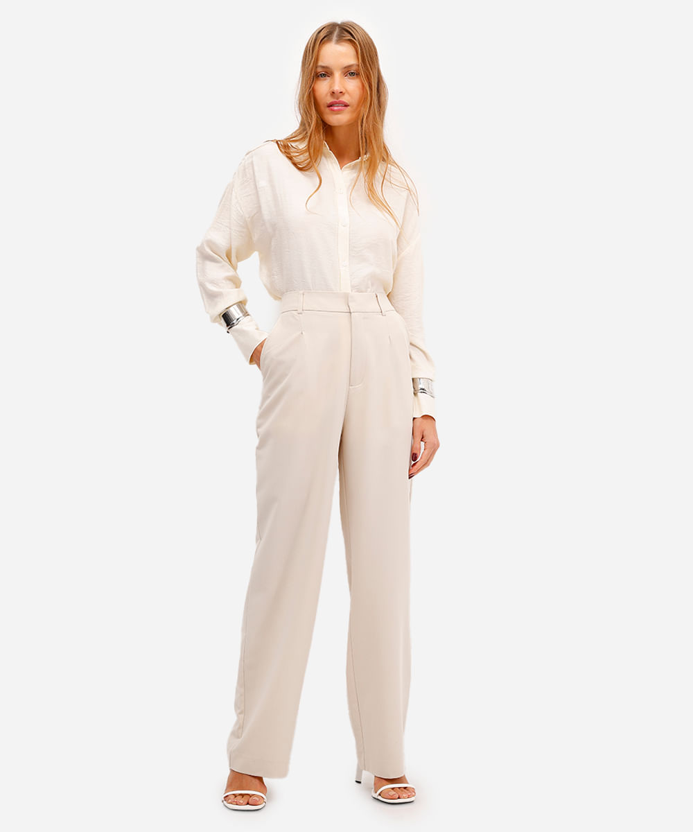 camisa feminina oversized manga longa texturizada