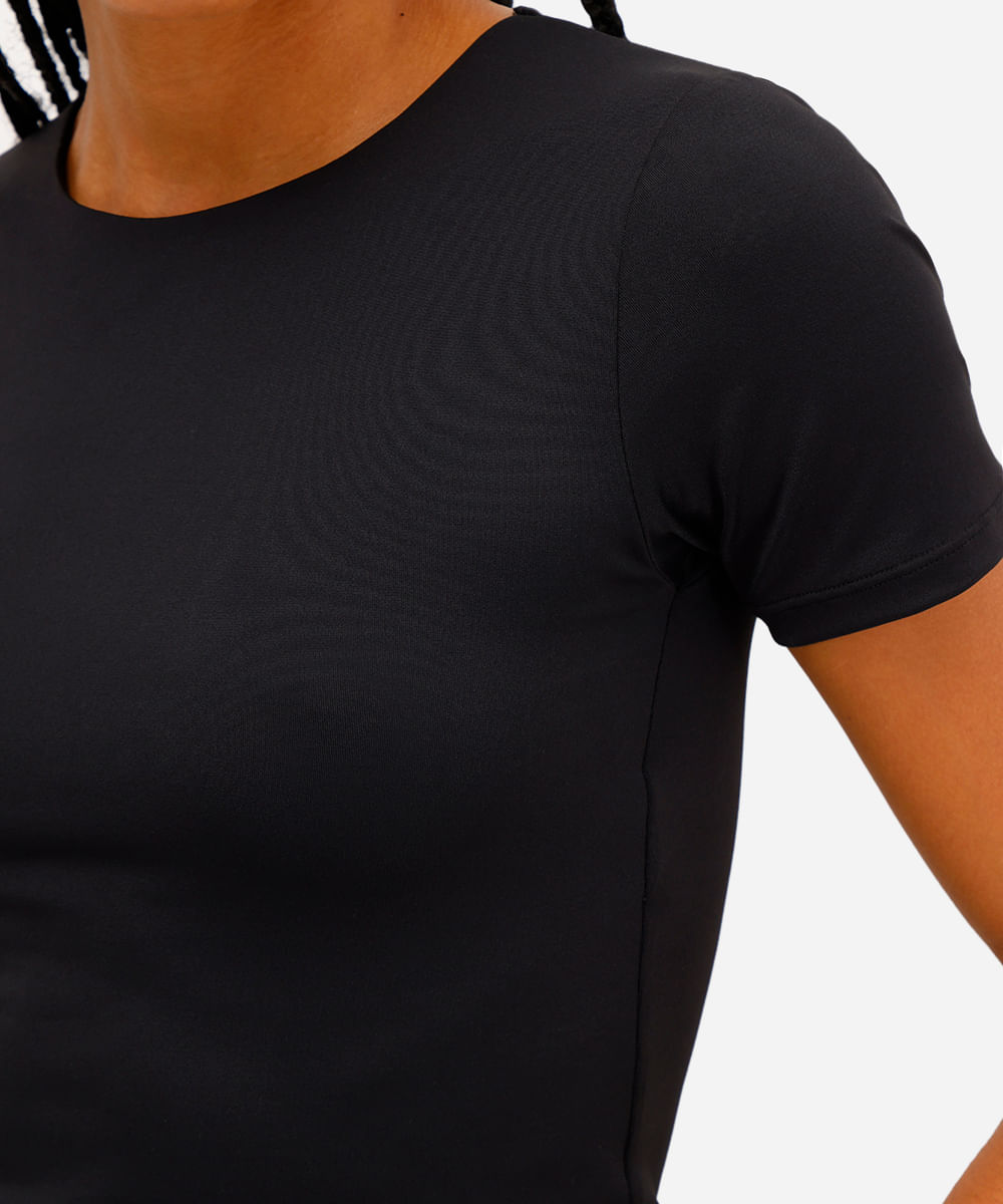 blusa feminina de poliamida manga curta preta