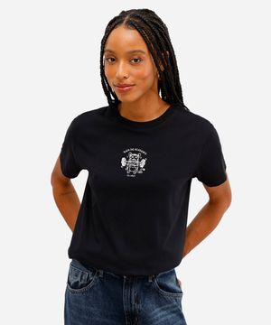 camiseta feminina de algodão rata de academia preta