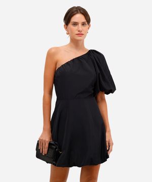 vestido curto balonê feminino manga bufante preto