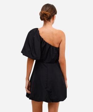 vestido curto balonê feminino manga bufante preto