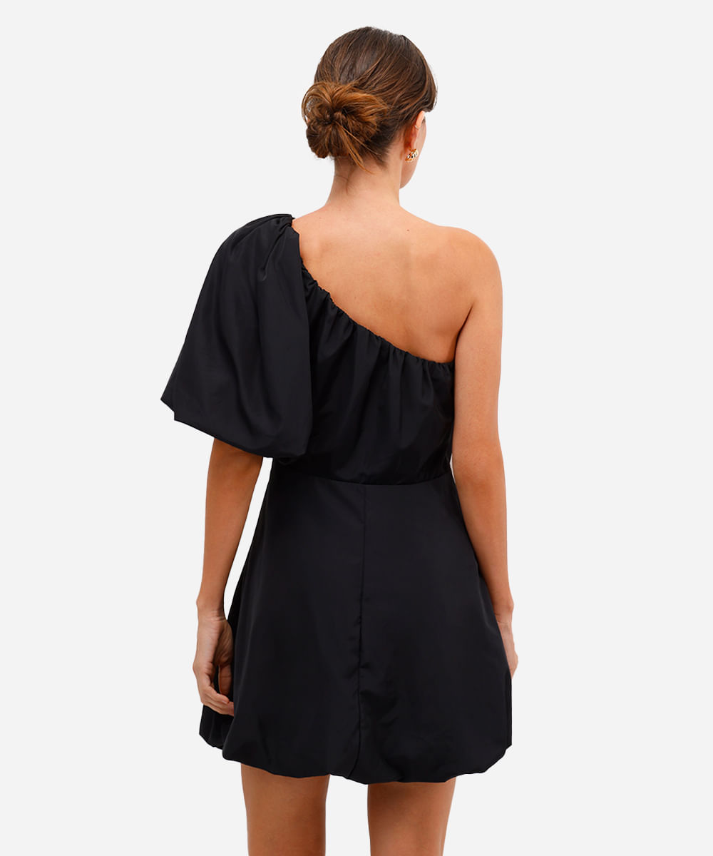 vestido curto balonê feminino manga bufante preto
