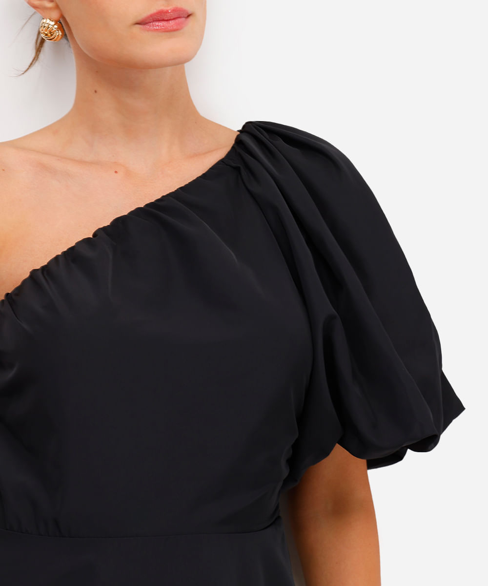 vestido curto balonê feminino manga bufante preto