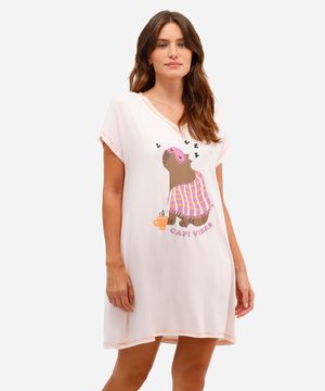 camisola feminina de viscose manga curta capi vibes rosa