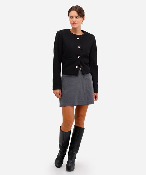 minissaia feminina com cinto cinza