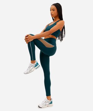 calça legging feminina esportiva ace com recortes azul