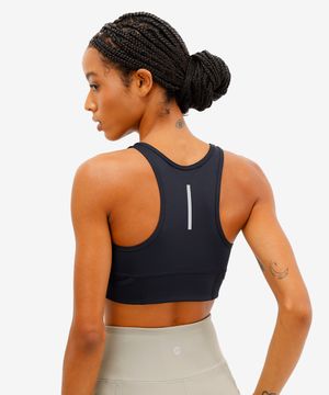 top feminino esportivo ace com zíper preto