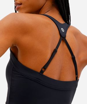 top nadador feminino esportivo ace com bojo removível preto