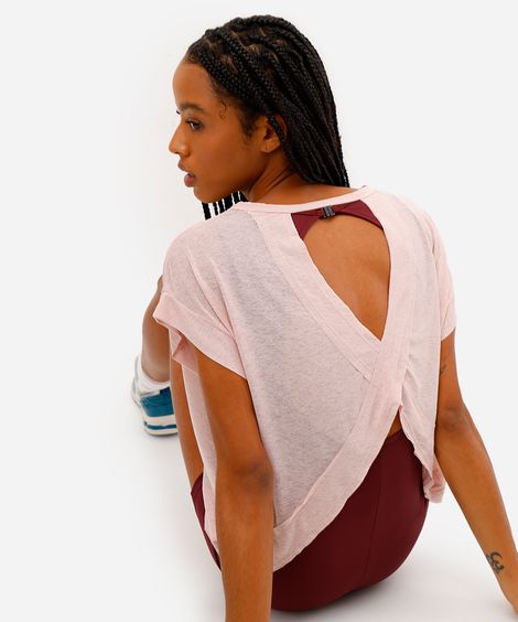 blusa esportiva feminina com recorte rosa
