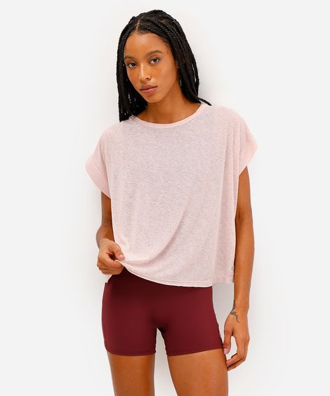 blusa esportiva feminina com recorte rosa