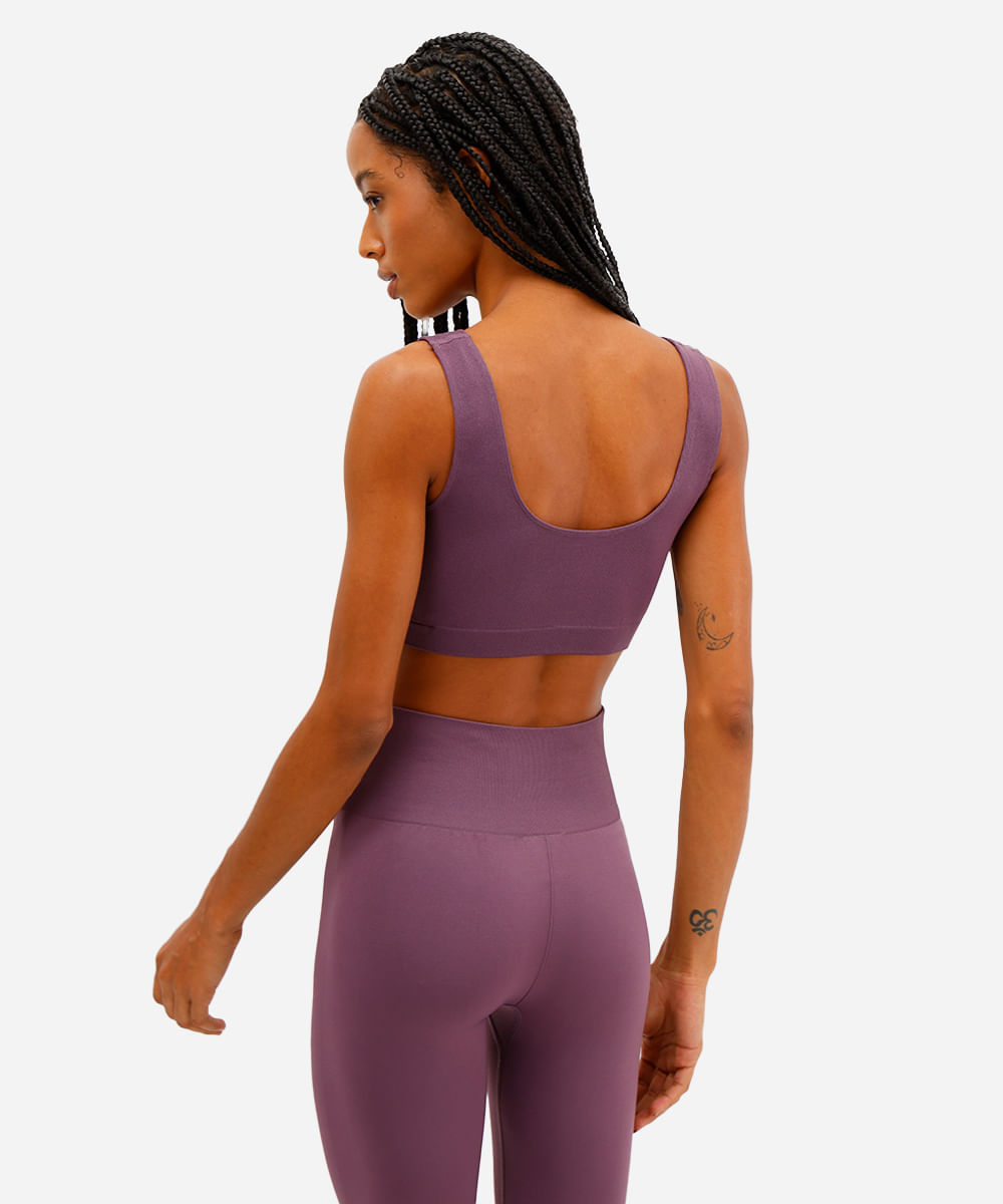 top feminino sem costura esportivo roxo