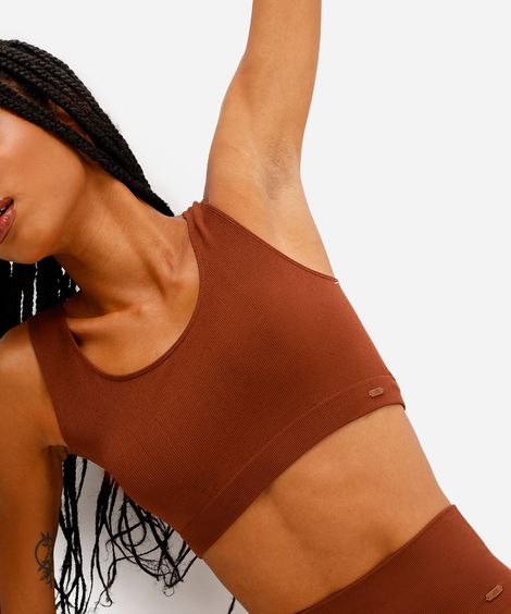 top feminino sem costura esportivo ace marrom