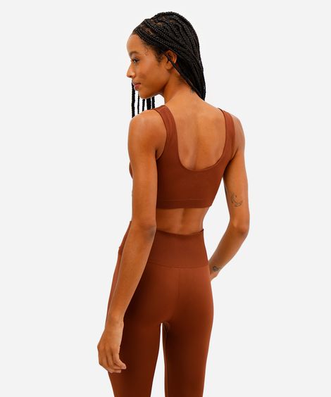 top feminino sem costura esportivo ace marrom