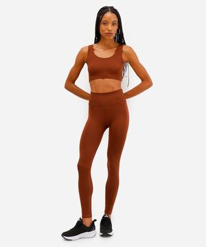 calça legging sem costura esportiva marrom