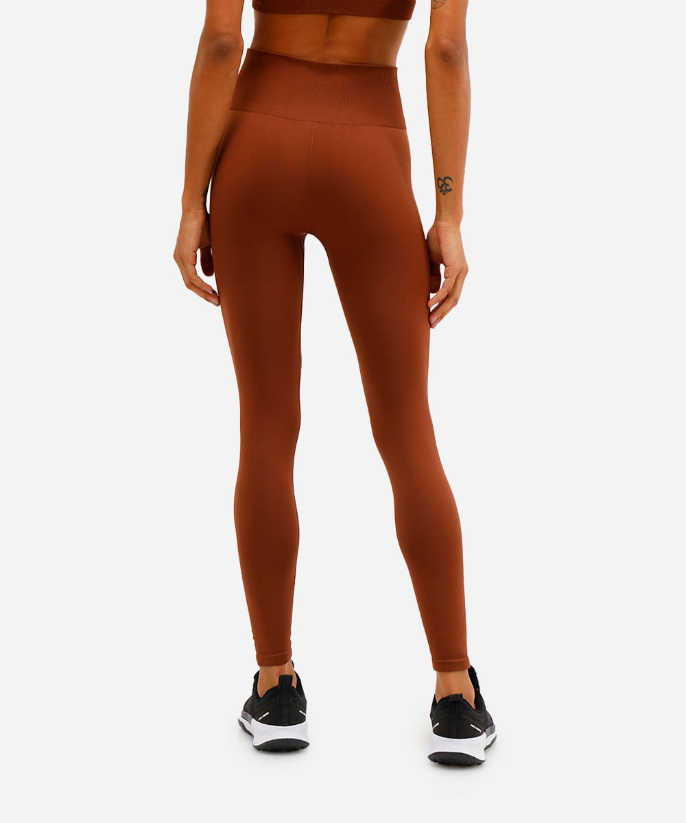 calça legging sem costura esportiva marrom