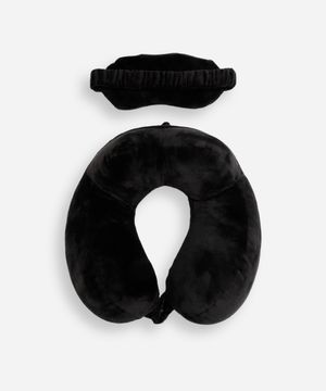 apoio de pescoço com máscara de dormir preto