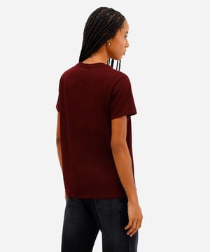 camiseta feminina de algodão coffee crew vinho