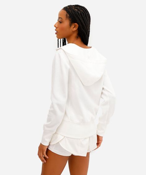 jaqueta de moletom com capuz ace - branca