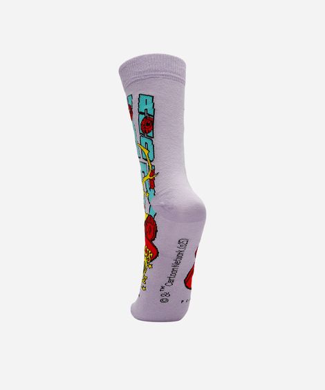 meia cano longo de algodão rick and morty lilás
