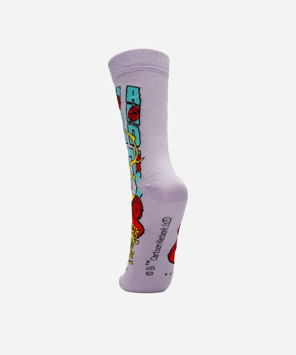 meia cano longo de algodão rick and morty lilás