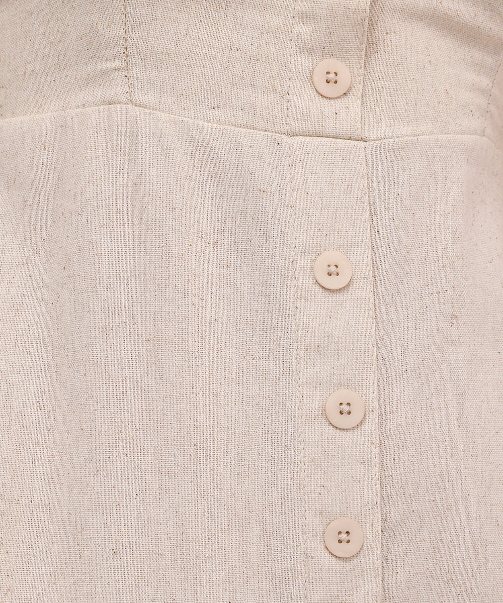 vestido midi evasê feminino com linho bege