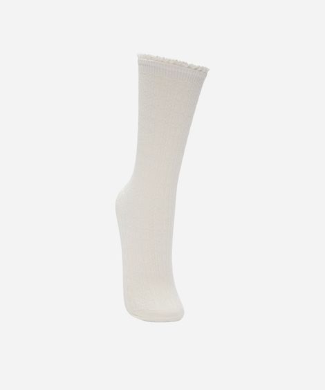 meia infantil cano longo com renda texturizada off white
