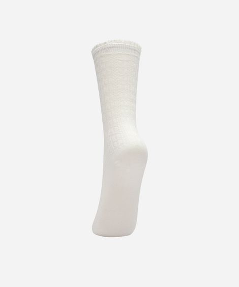 meia infantil cano longo com renda texturizada off white