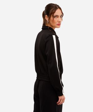 jaqueta bomber feminina com listras preto