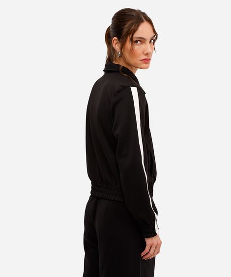 jaqueta bomber feminina com listras preto
