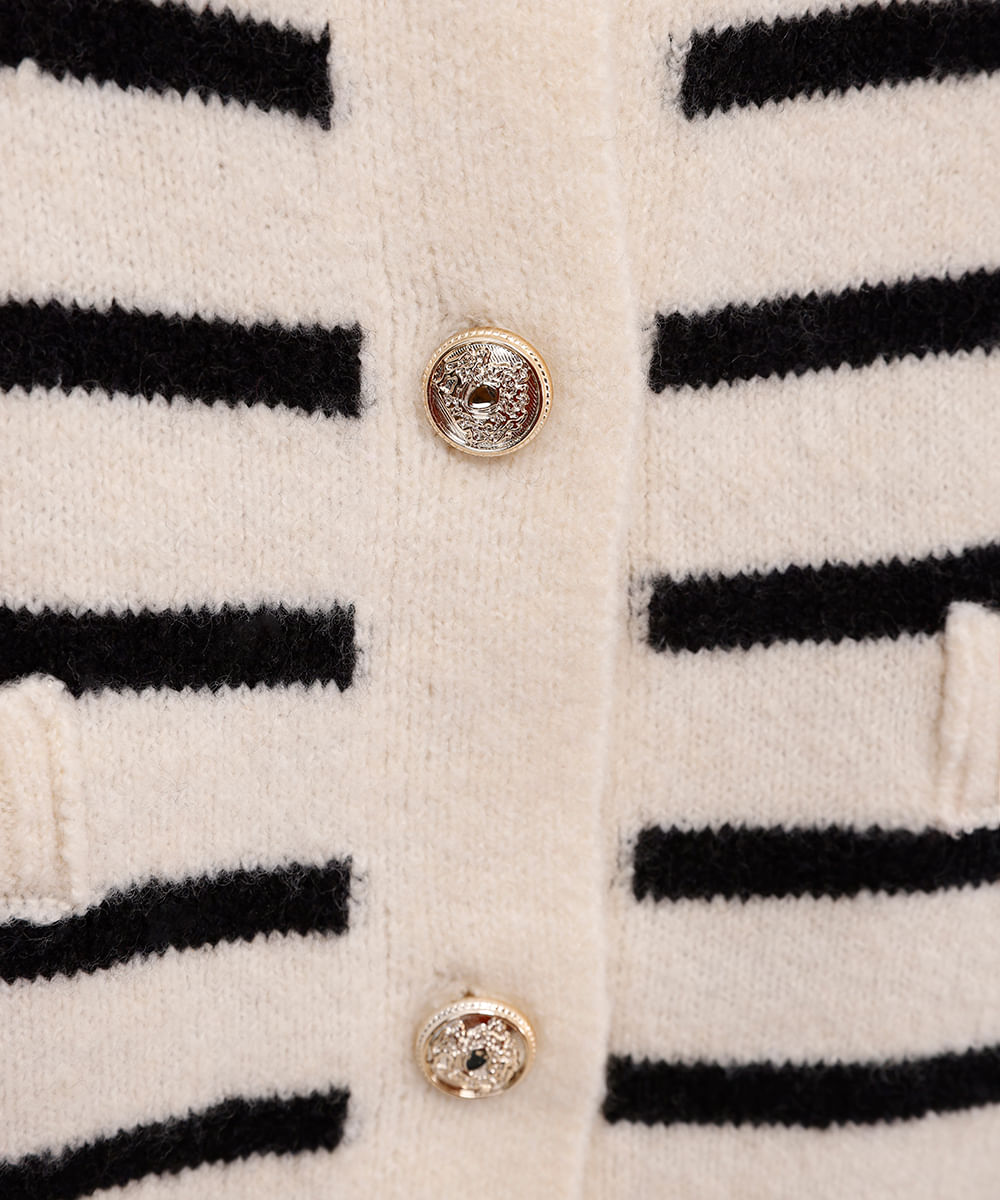 cardigan feminino de tricot listrado off white