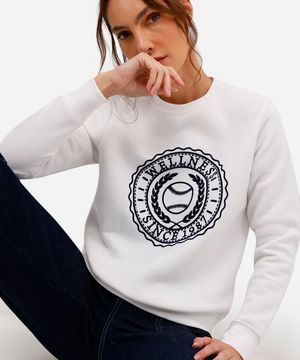 blusão feminino de moletom felpado wellness texturizado off white