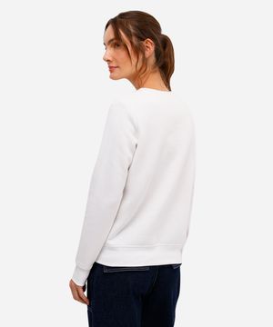 blusão feminino de moletom felpado wellness texturizado off white