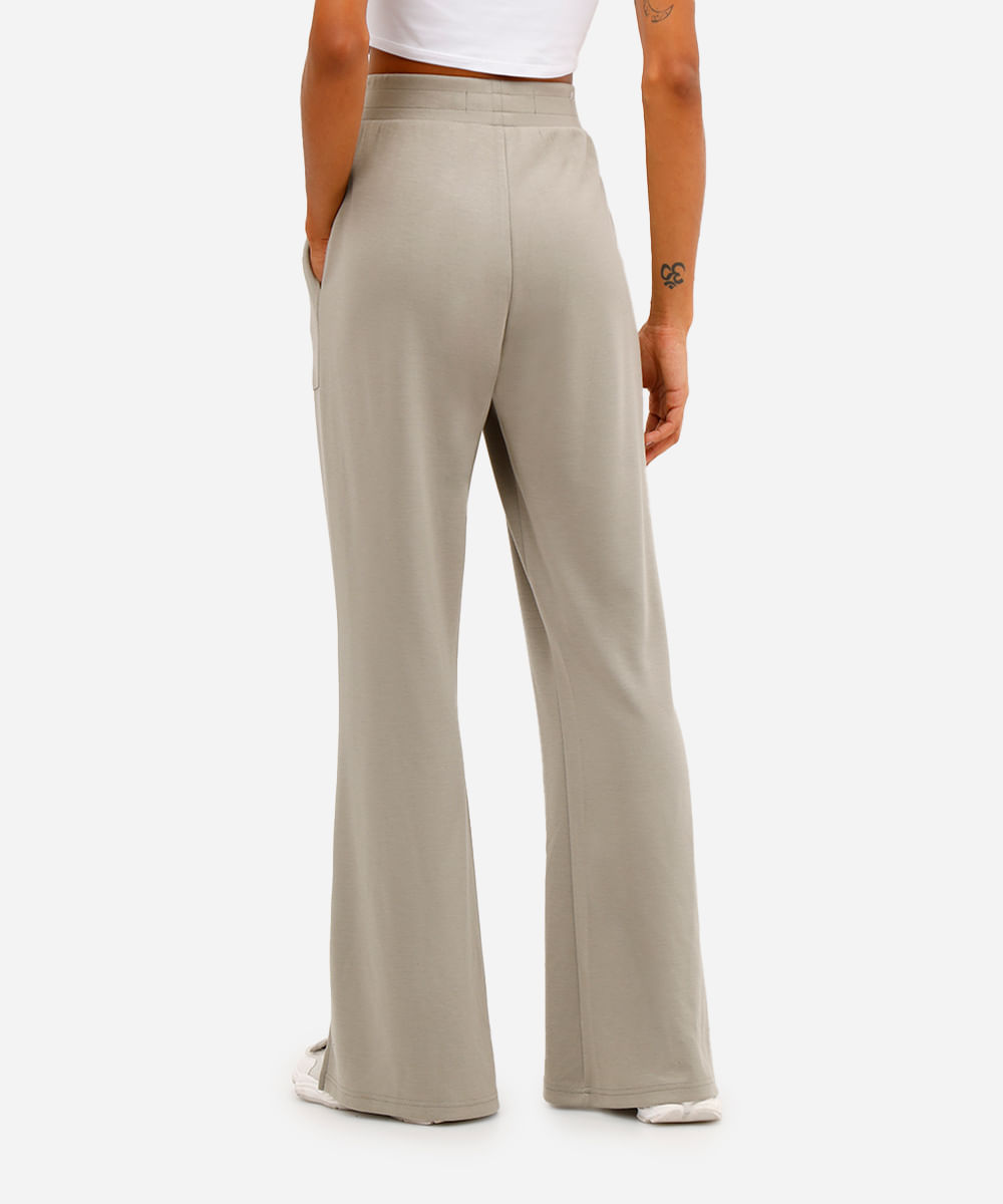 calça wide leg feminina esportiva com fenda verde