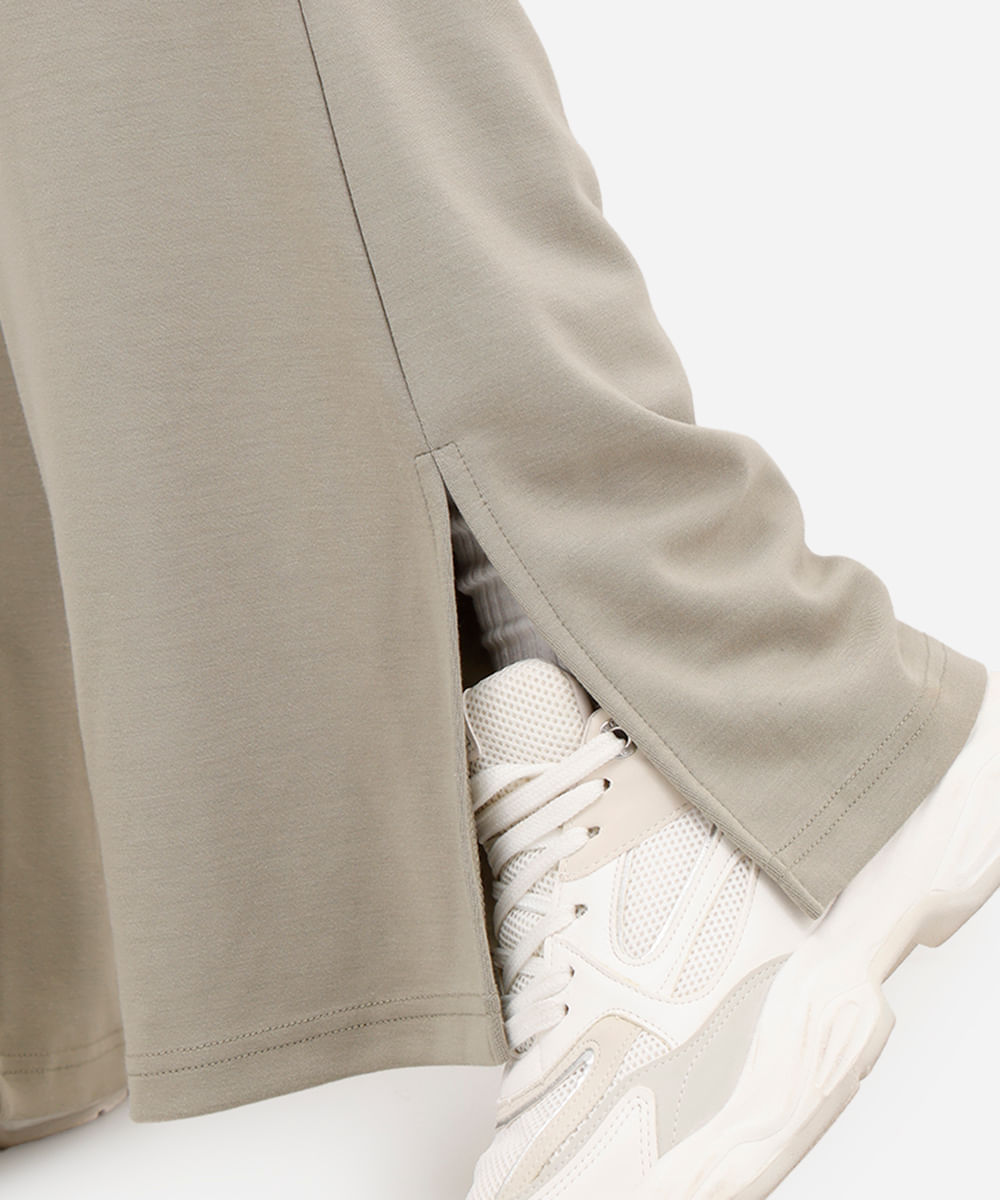 calça wide leg feminina esportiva com fenda verde