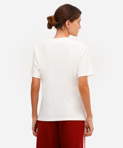 camiseta feminina de algodão peruano estampada off white