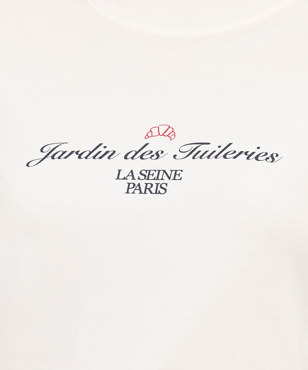 camiseta feminina de algodão peruano estampada off white