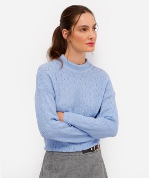 suéter feminino texturizado azul